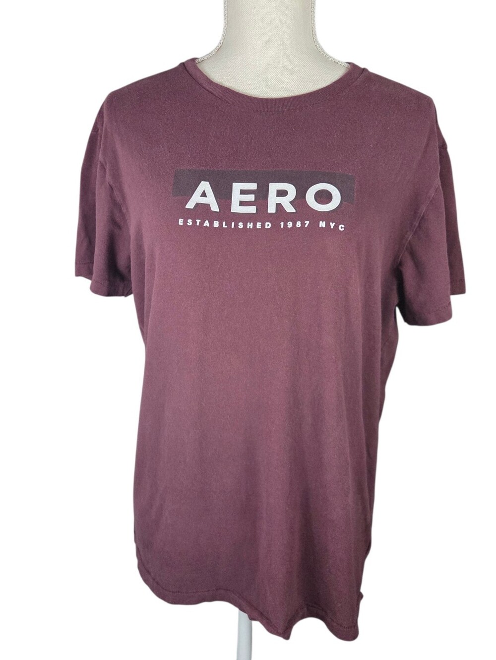 🔥4/$20 Aeropostale Aero T-Shirt Mens Medium -Red & Black -Short Sleeve